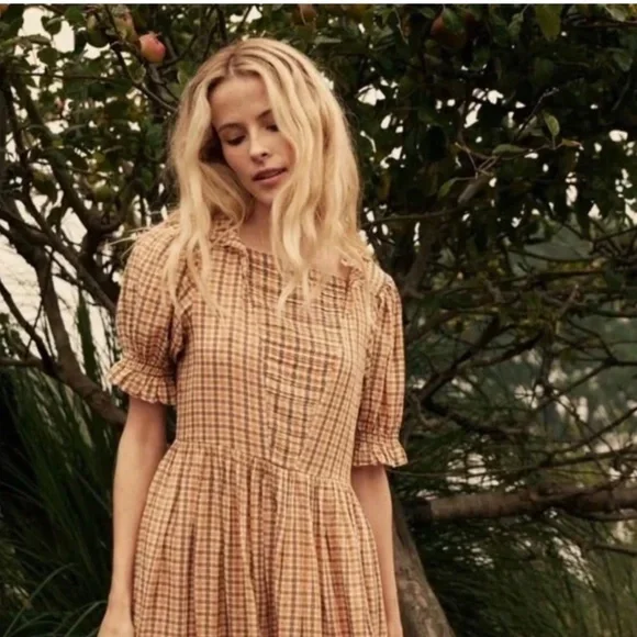 Doen Elodie Dress in Orange Maringue Plaid - Picture 5 of 7